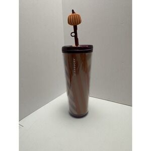 NWT Starbucks 2025 Fall Halloween Orange Pumpkin Topper Hot/Cold Cup Tumbler